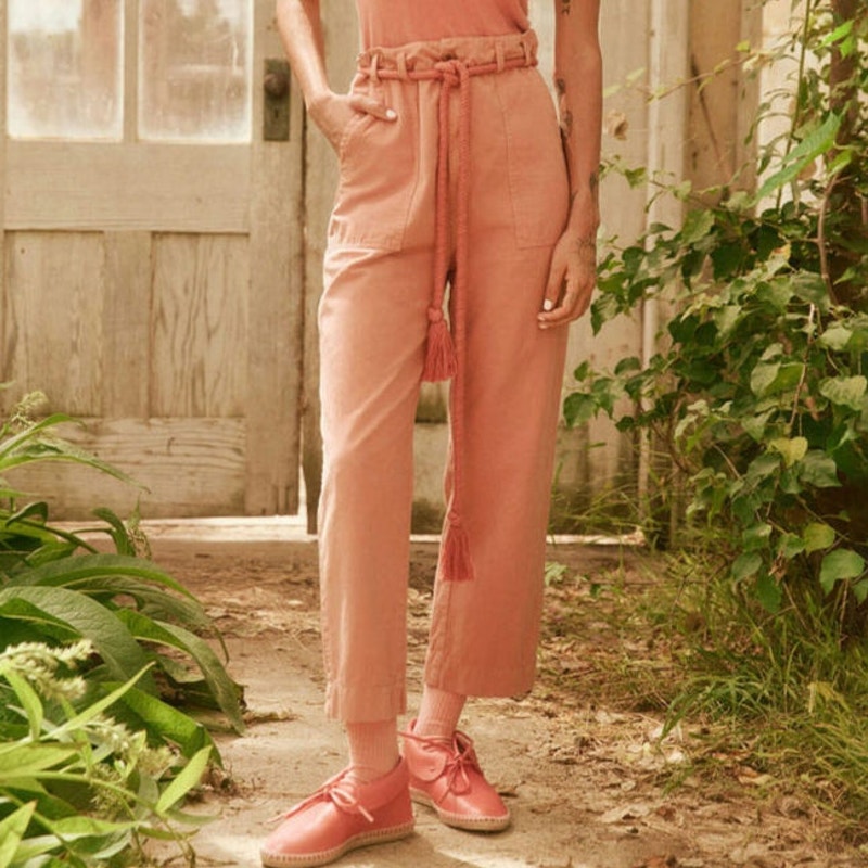 NWT The Great Voyager Cropped Straight Leg Cotton Twill Pants Washed Rose 31