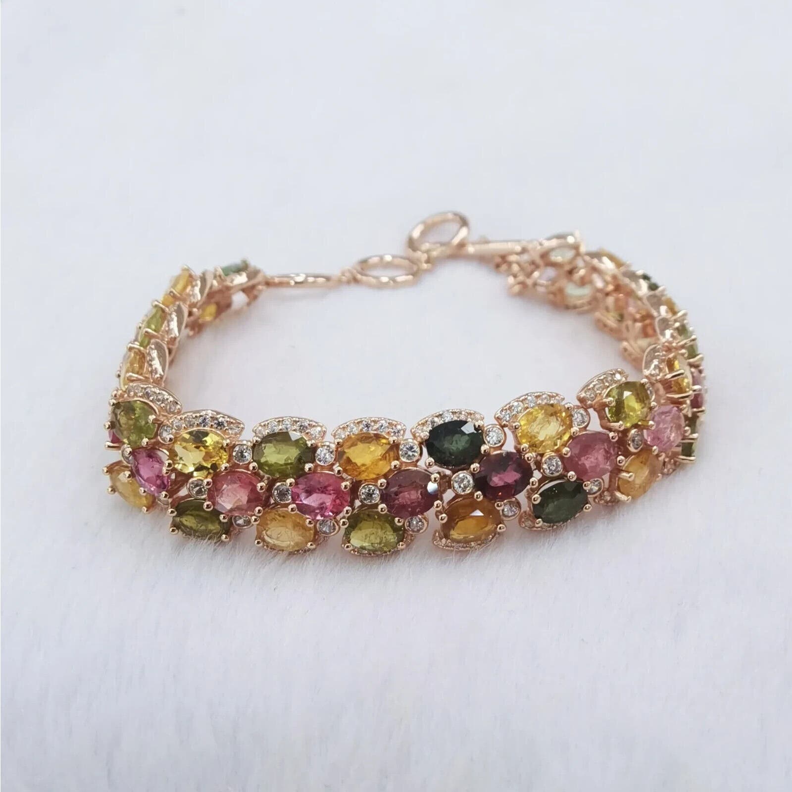 Multilayer Natural Tourmaline Bracelet, Women's Natural Tourmaline Jewelry