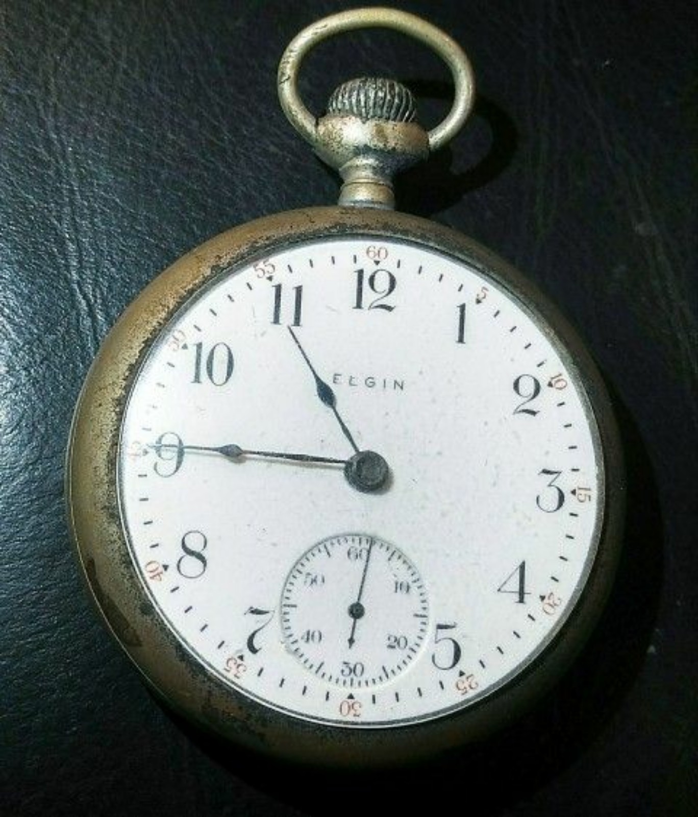 Antique Elgin 1910 Silver Pocketwatch w Train Engraving