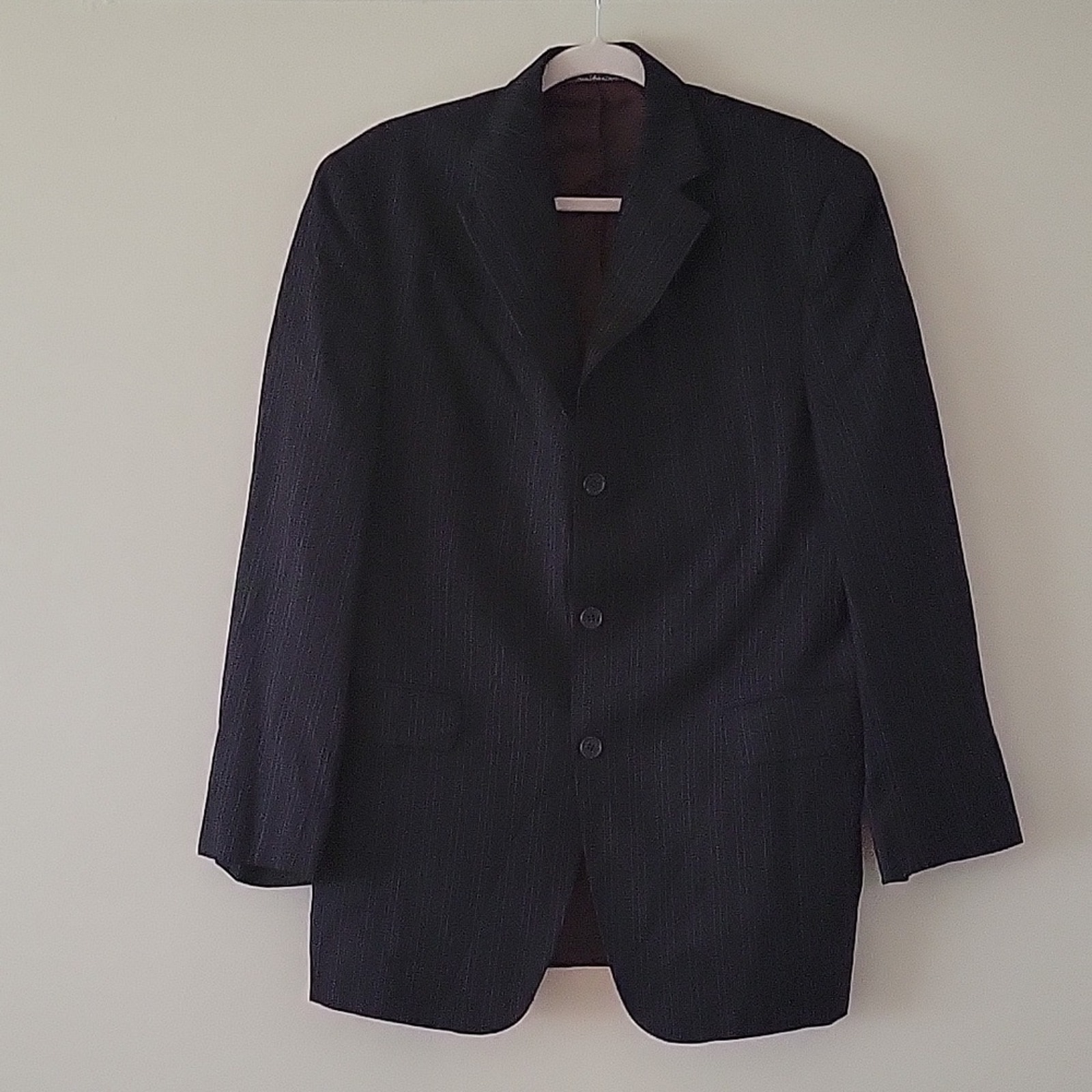 Men's Jack Victor Loro Piana Wool Black Stripe Sport Coat Blazer Vintage Small