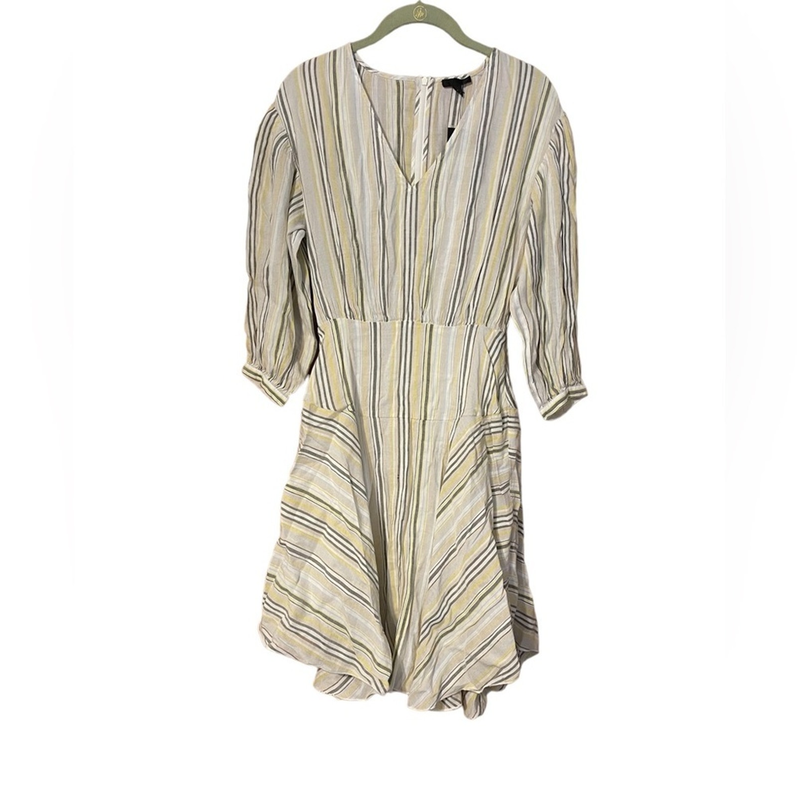 ATM Anthony Thomas Melillo Handkerchief V-Neck Dress Multi Stripe Size 4 NWT