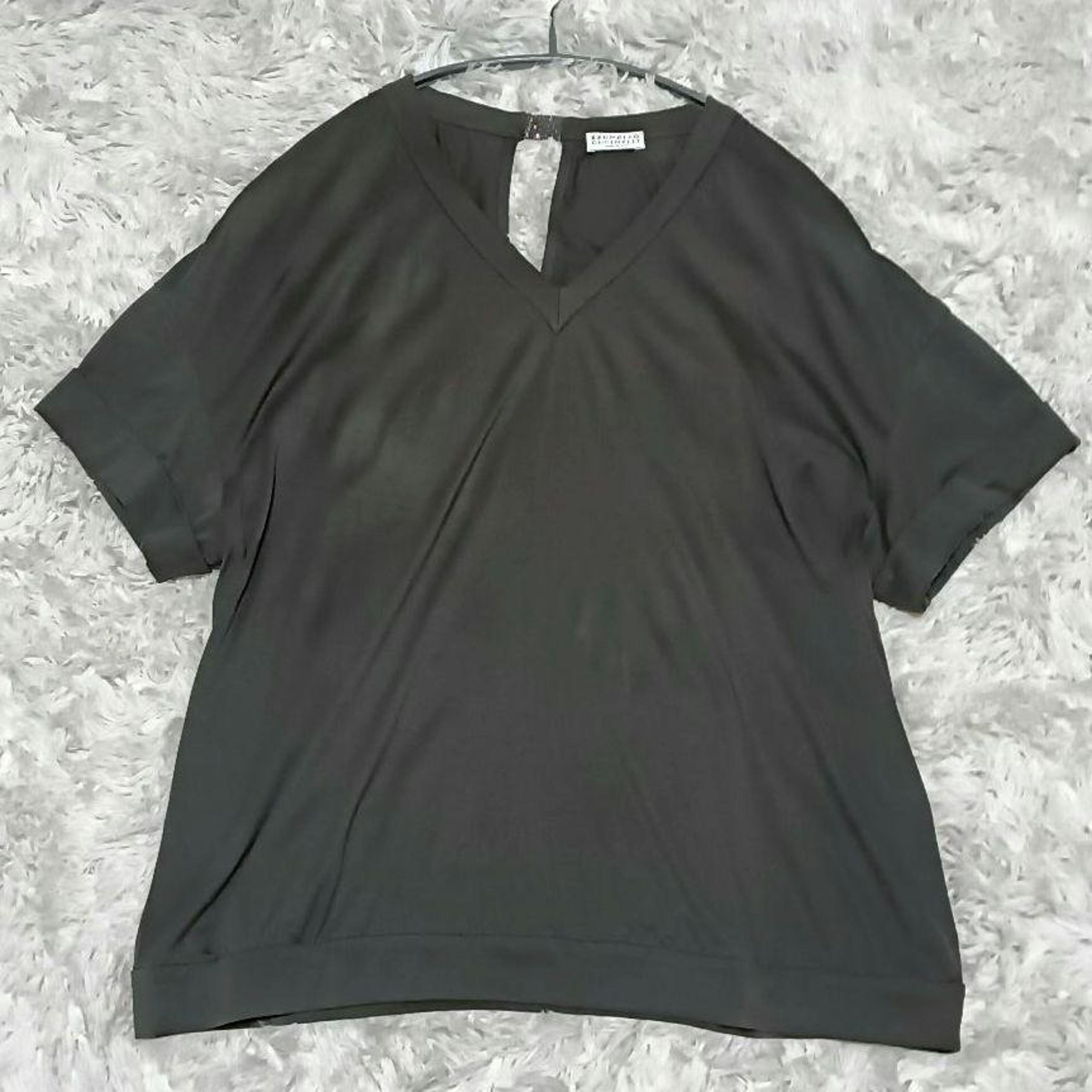 Monili Embellished V-Neck Short Sleeve T-Shirt Cut & Sew Lame - Brunello Cucinelli