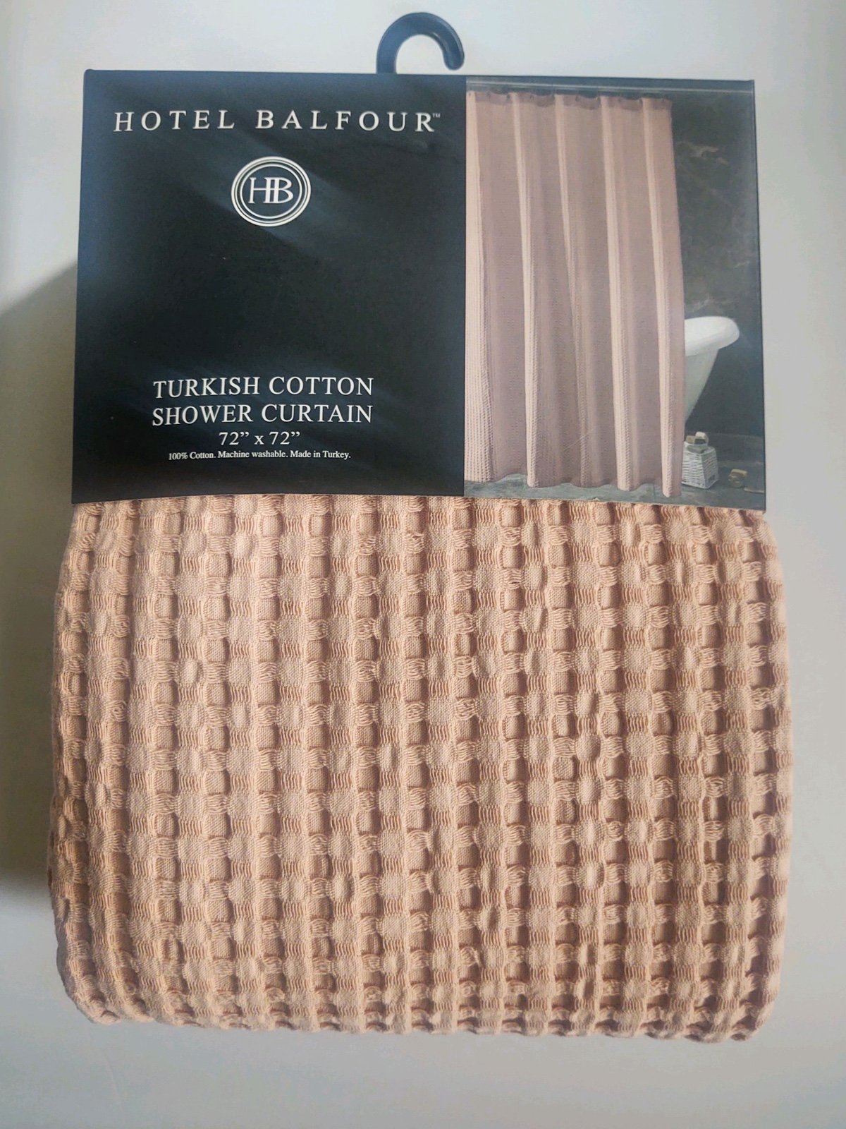 Hotel Balfour Shower Curtain - 72” x 72” - Waffle Textured Peachy Rose