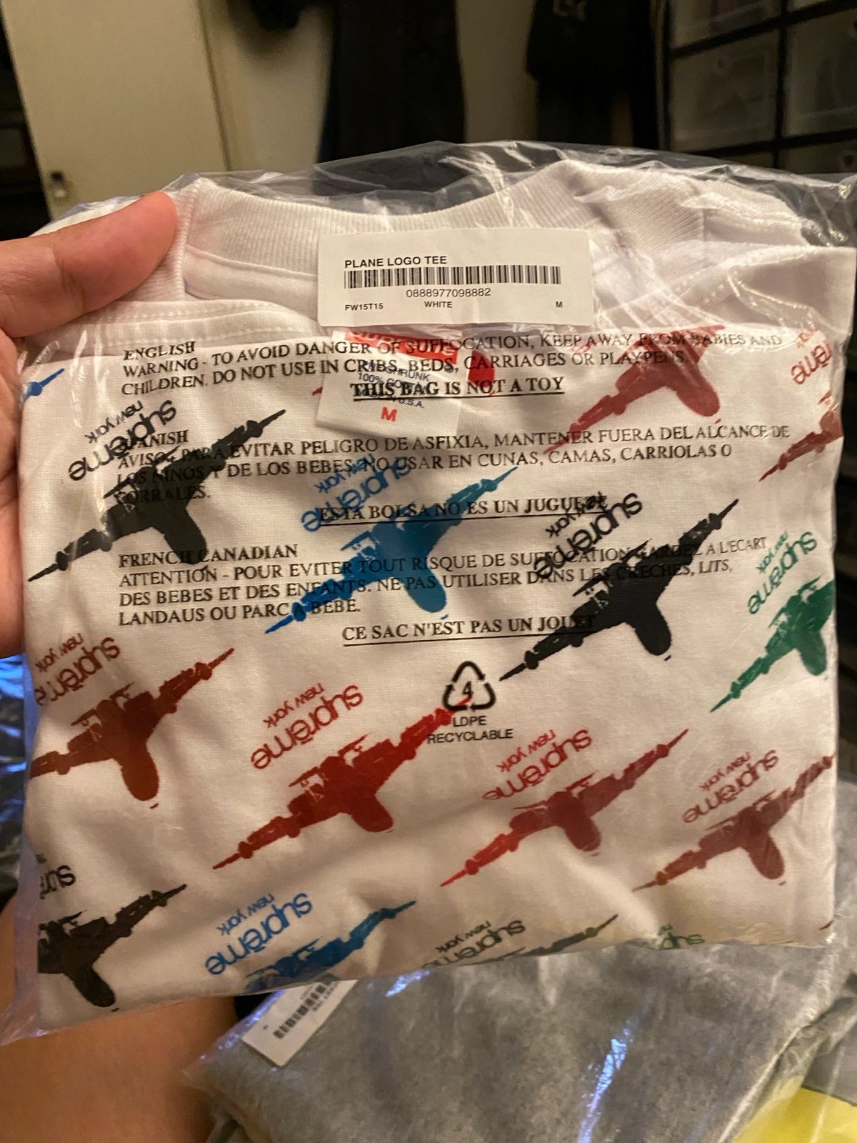 Supreme Plane Logo Tee White. Size M New