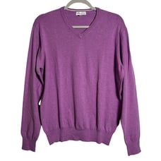Peter Millar Pima Cotton Silk Blend V-Neck Sweater Mens M Purple Hop Meadow CC