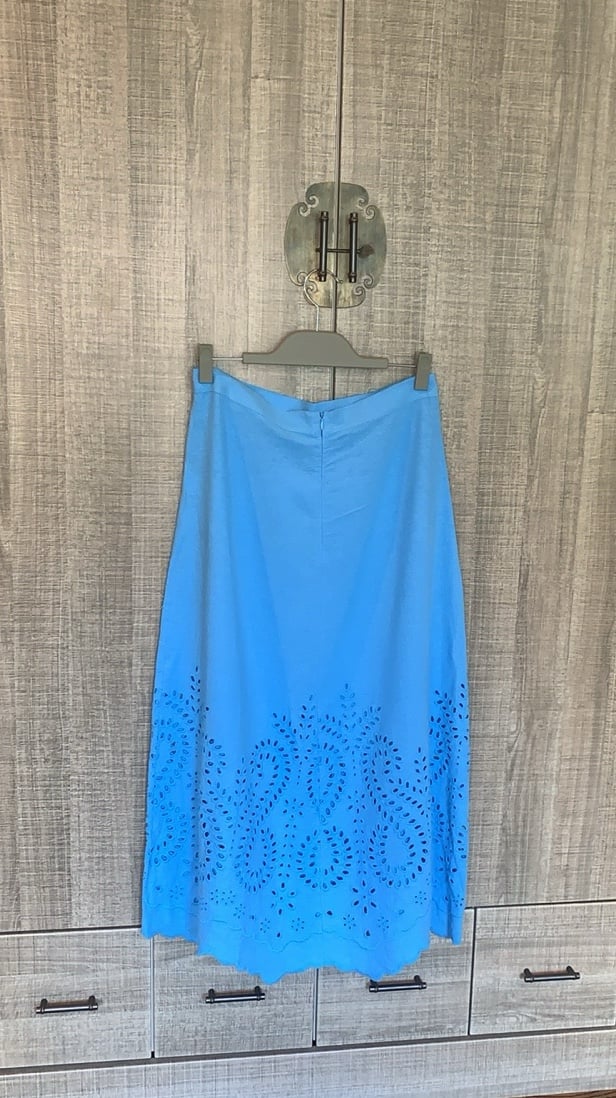 Zara Embroidered Linen Blend Skirt