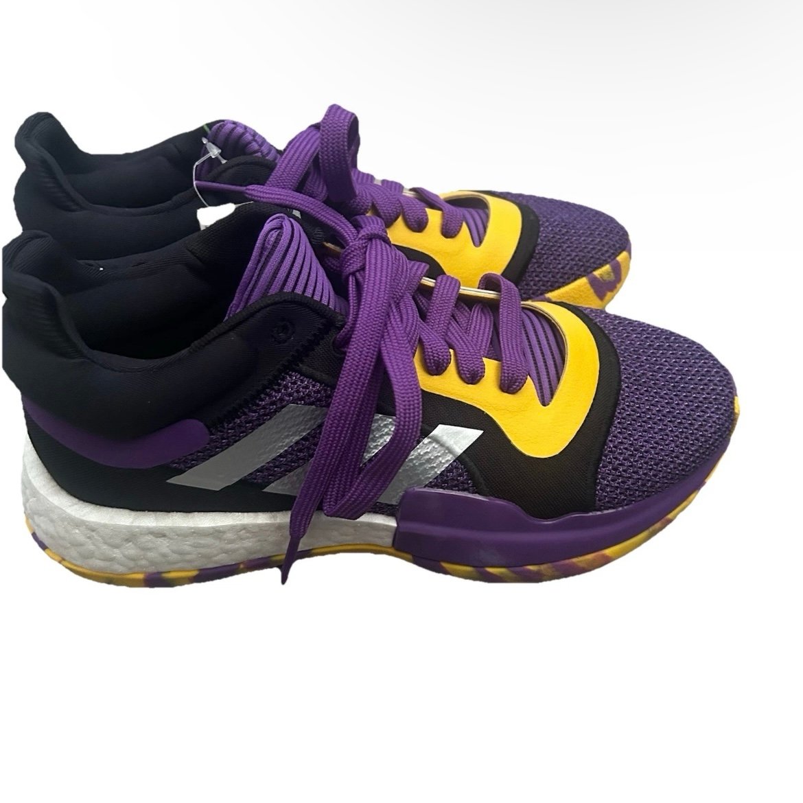 NWT Adidas Marquee Boost Low Purple And Yellow Sneakers Size 7.5