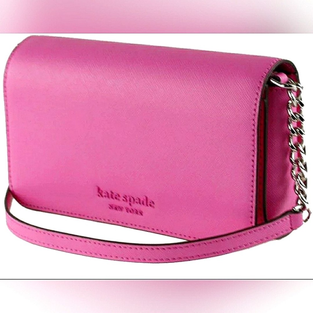 Kate Spade Designer Cameron Flap Crossbody Bag Bright Peony Purse