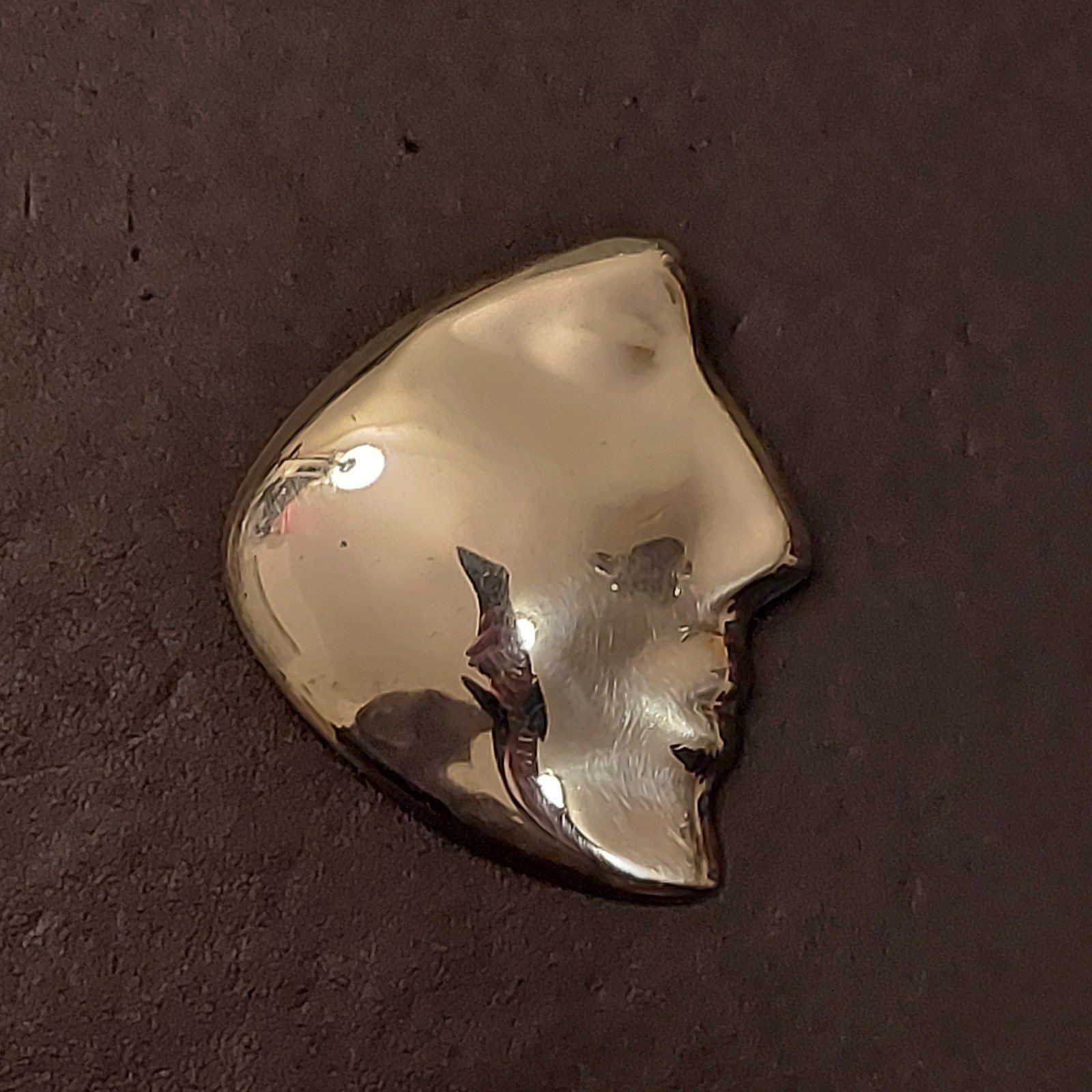 Vintage Taxco 925 Sterling Silver Face Mask Large Hollow Brooch Modernist