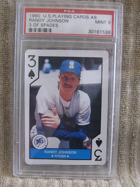 1990 U.S. PLAYING CARD RANDY JOHNSON 3 OF SPADES PSA MINT 9 Seattle Mariners