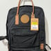 Fjällräven Kånken Black Backpack with Leather Handles