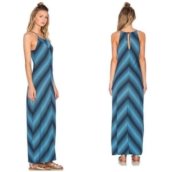 Patagonia Navy Blue Chevron Sleeveless Maxi Tank Dress Size Medium Casual