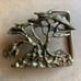Vintage 70s Solid Brass Brutalist Belt Buckle, Acacia Tree of Life, Signed Omega