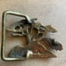 Vintage 70s Solid Brass Brutalist Belt Buckle, Acacia Tree of Life, Signed Omega