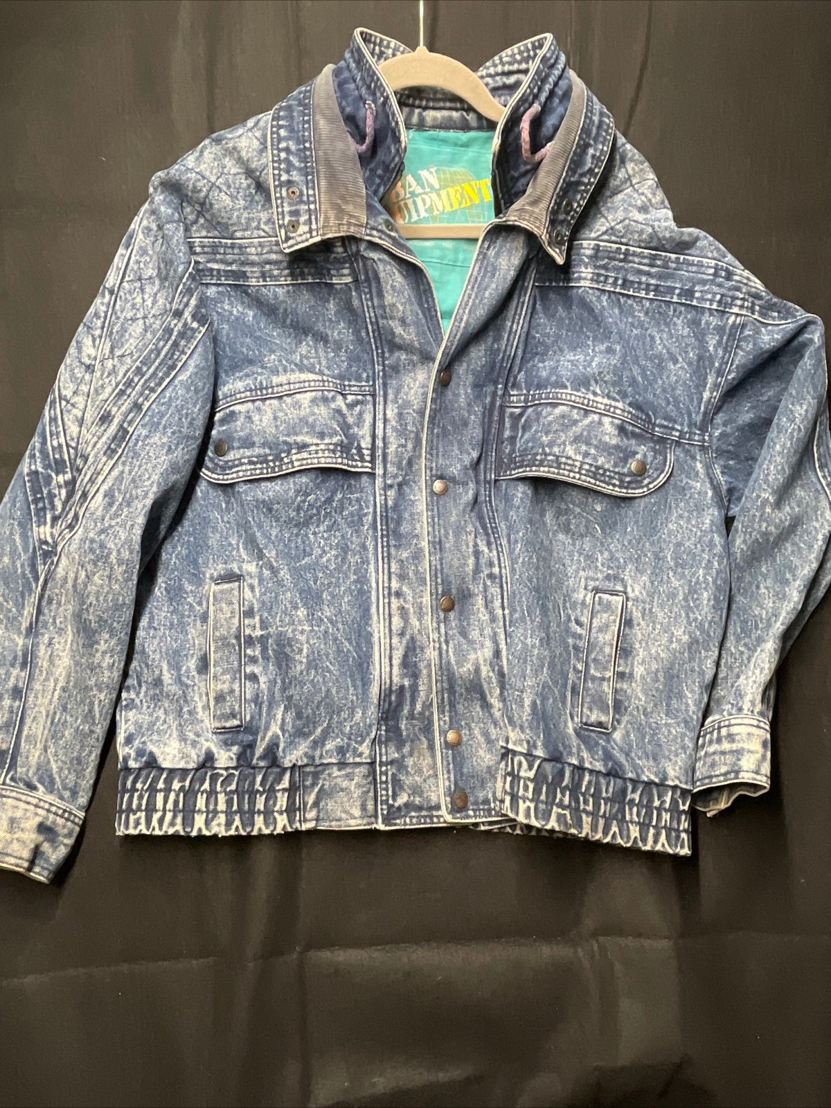 Vintage 1980s Urban Equipment Denim Jean Jacket Acid Wash Baggy Sz L