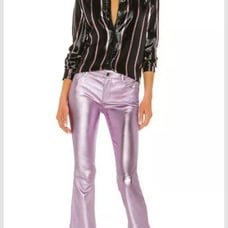 RtA Denim Lambskin Leather Flare Pants