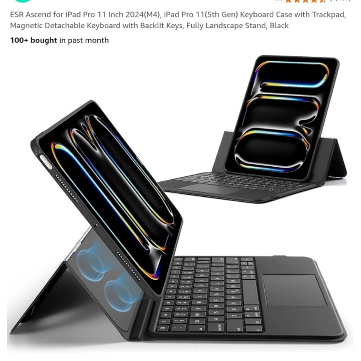 ESR Ascend for iPad Pro 11 Inch 2024(M4), iPad Pro 11(5th Gen) Keyboard Case
