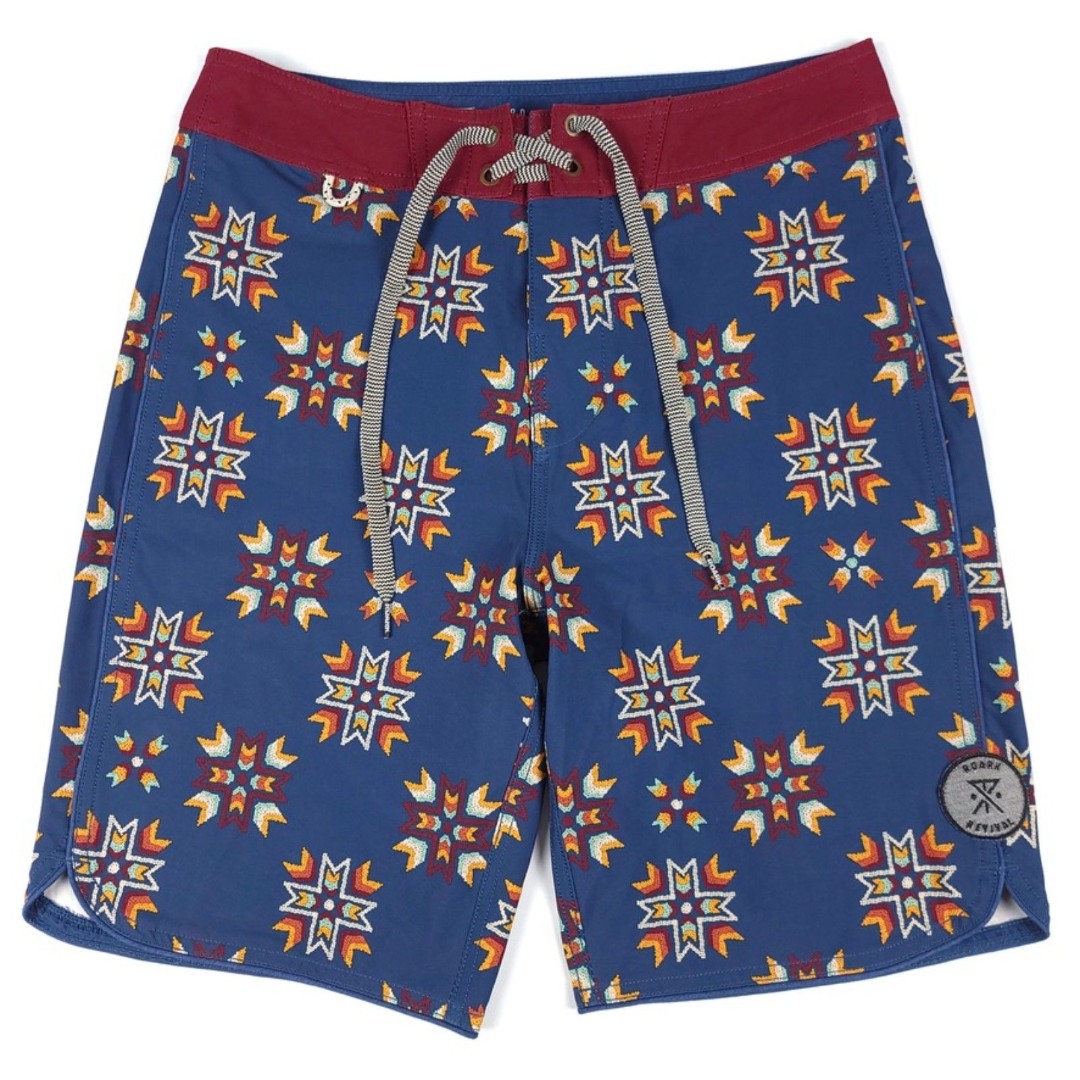 NEW Roark First Nation Board Short 18 inch Surf Swim Navy Tribal Print Mens 28