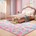 Soft Rugs for Girls Bedroom, 4x6 Feet Shaggy Fluffy Rainbow Area Rug