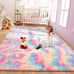 Soft Rugs for Girls Bedroom, 4x6 Feet Shaggy Fluffy Rainbow Area Rug