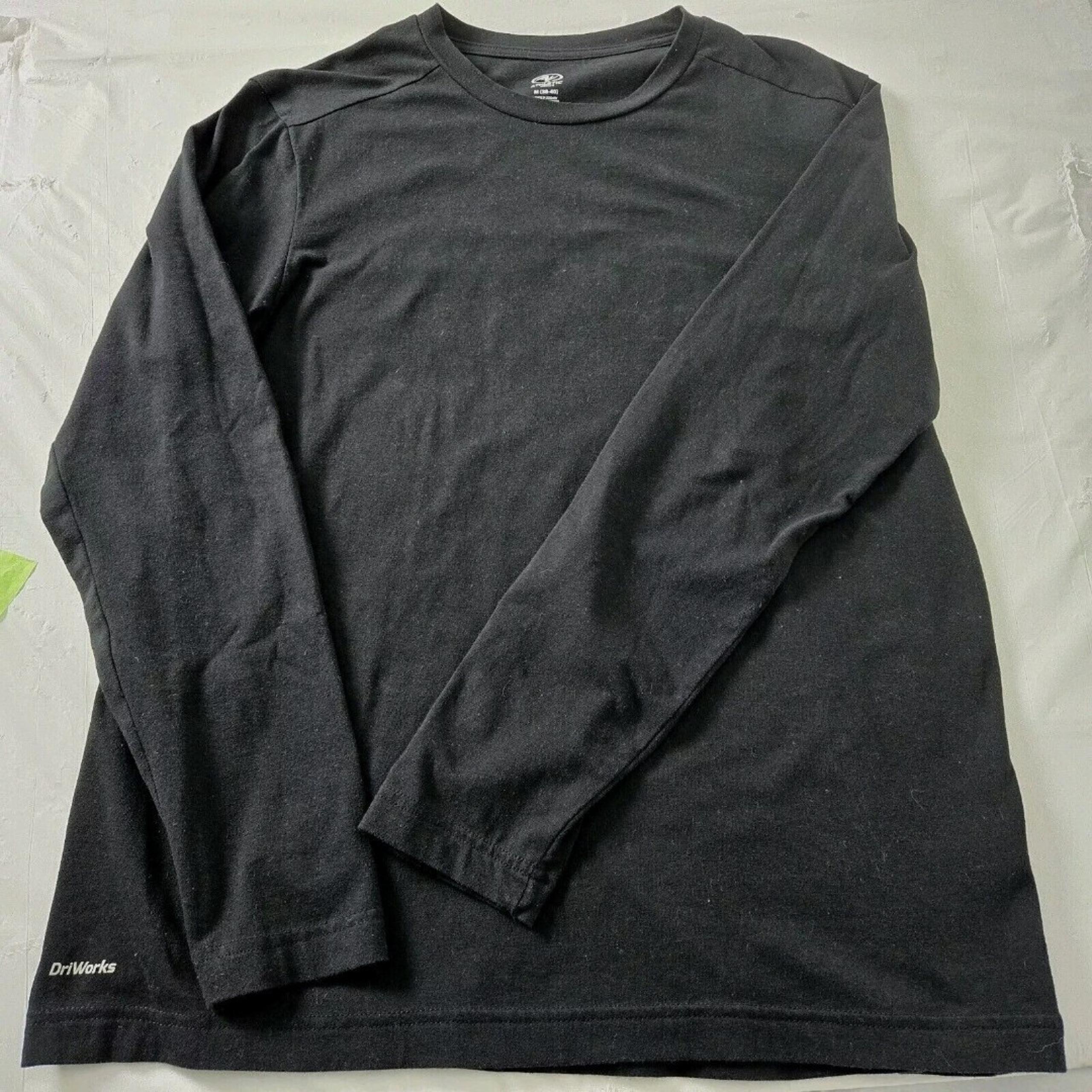 Athletic Works Basic Black Long Sleeve T-Shirt Mens Med Active Top