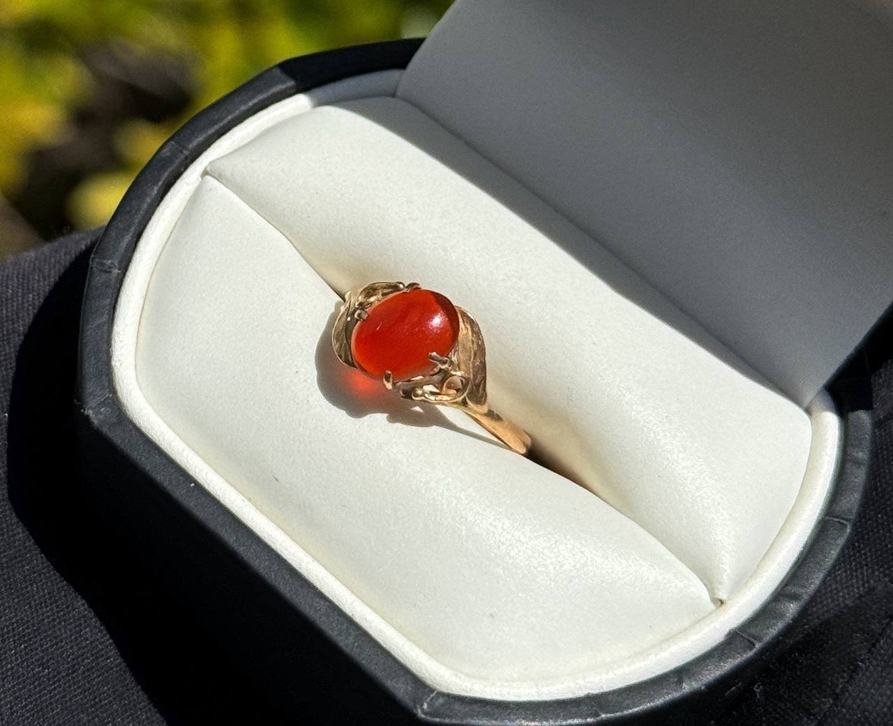 Jewelry Vintage 18k solid yellow gold carnelian 0.70CTW ring sz 6.00