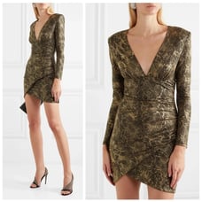Alice + Olivia Diaz Dress Metallic Snakeskin