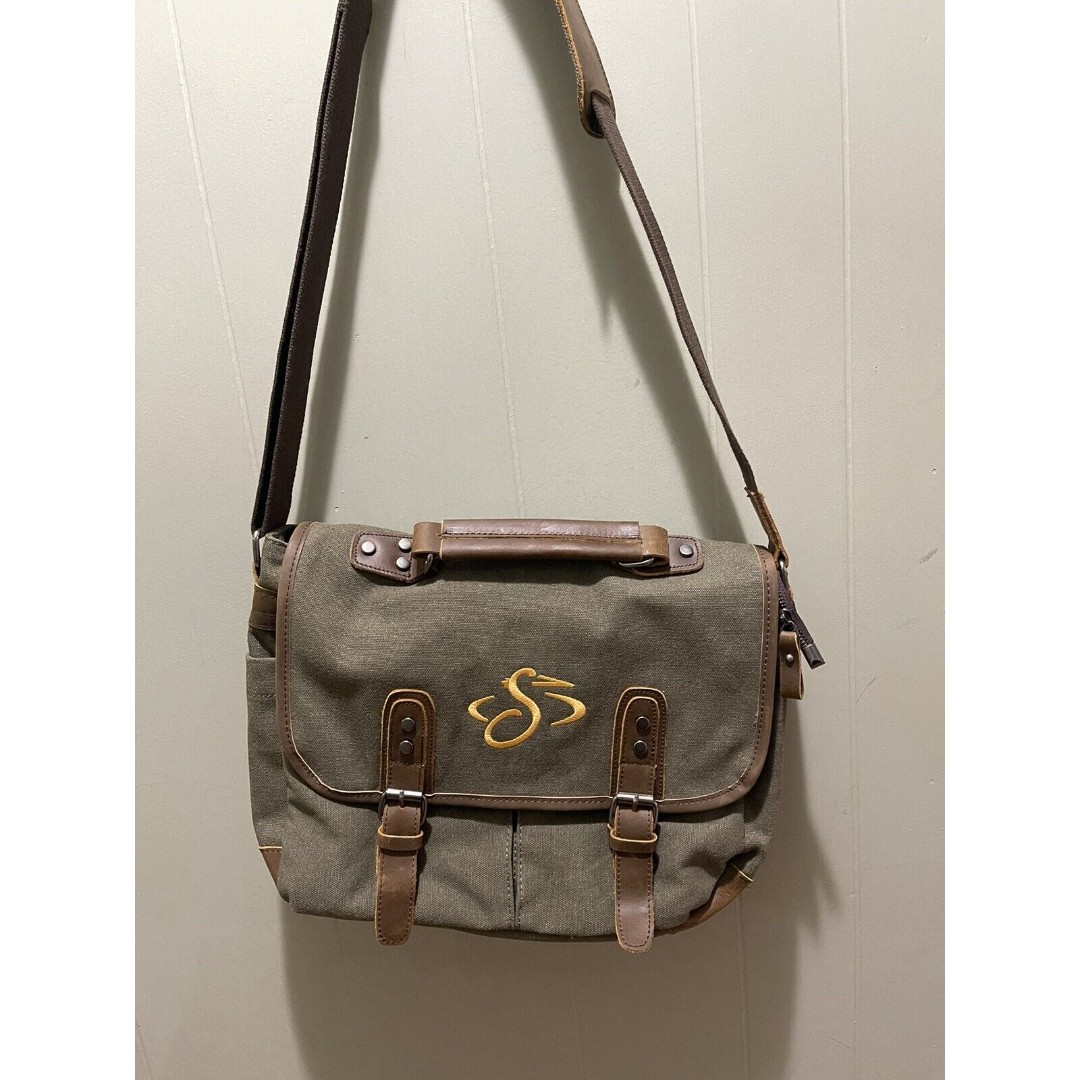Computer Messenger Canvas Leather Cross Body Shoulder School Bag