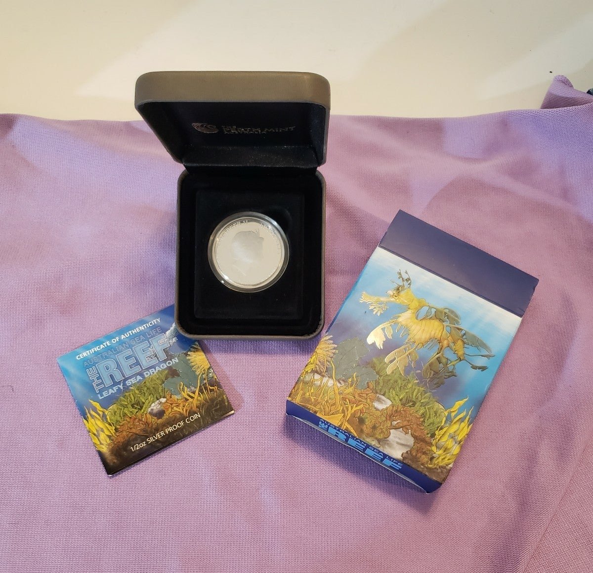 The Reef Sealife Leafy Sea Dragon 1/2oz .999 Silver Coin with Display Box & COA