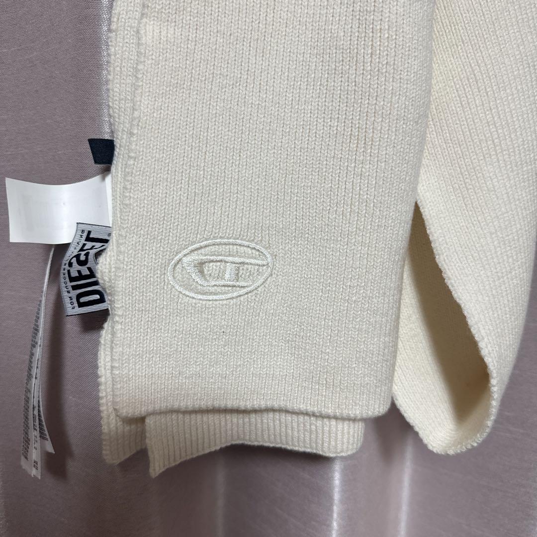 DIESEL Ivory Ribbed Knit Scarf