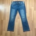 Vtg TRUE RELIGION Becca Blue Jeans & Floral Patches Mid Rise Bootcut Sz 24