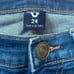 Vtg TRUE RELIGION Becca Blue Jeans & Floral Patches Mid Rise Bootcut Sz 24