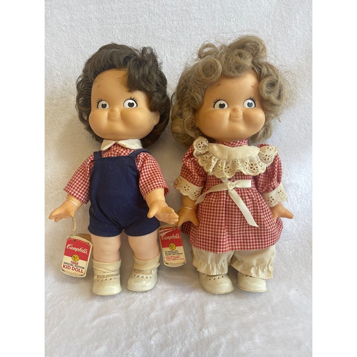 2 Vintage Campbells Soup 1988 Special Edition Kids Doll Toys Boy and Girl
