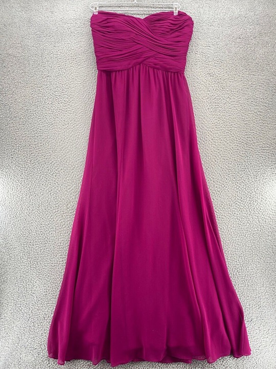 Lauren Ralph Lauren Dress Womens 4 Purple Evening Gown Pleated Chiffon Strapless