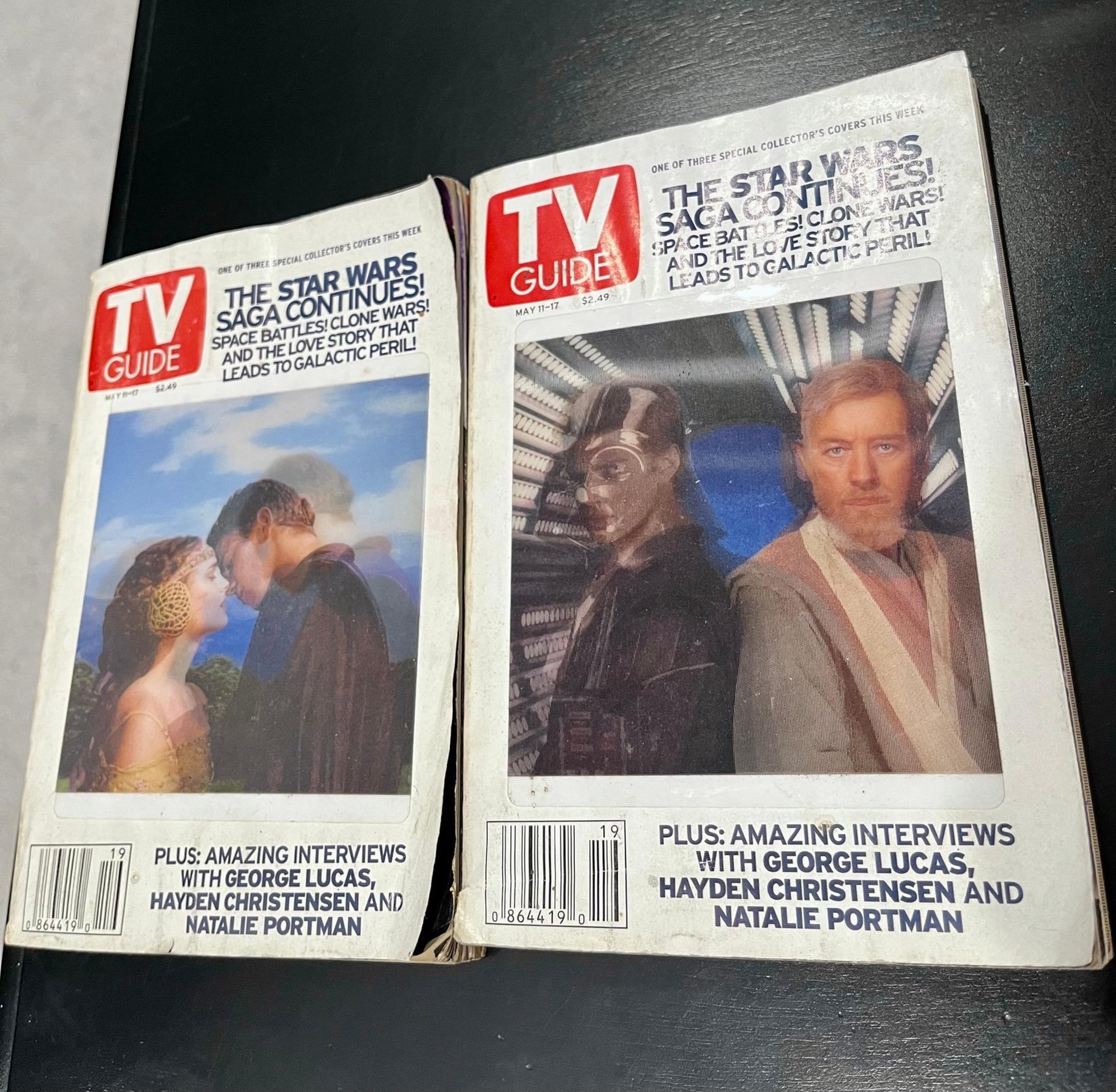 2002 TV Guide Star Wars Anakin Vader Obi-Wan Lenticular/Hologram Covers 2 Issues