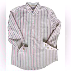 Robert Graham - Men's Silk/Cotton Blend Collard Button Down- Sz XL- White Multi