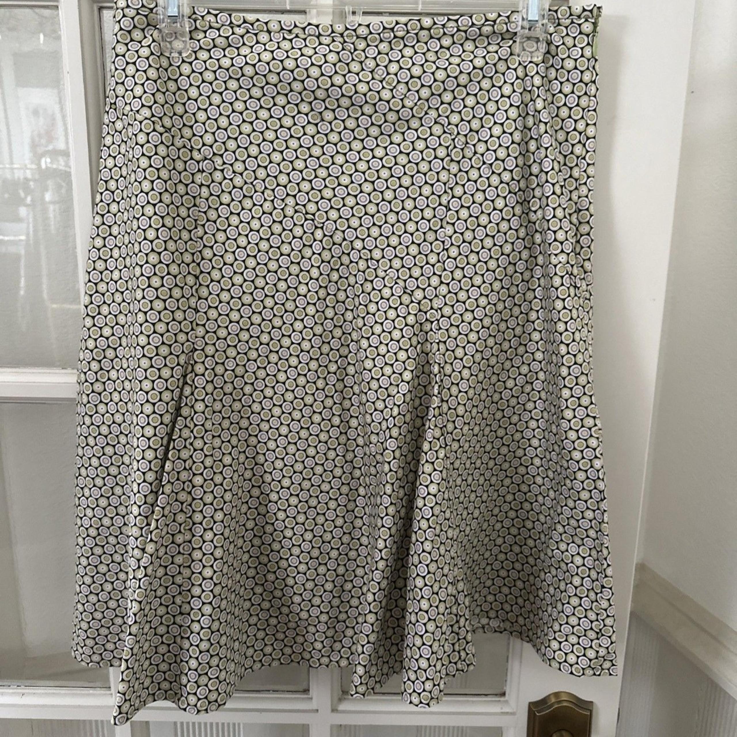George 100% Cotton Skirt Lined Green Multi A-Line Knee Length Womens Size 6