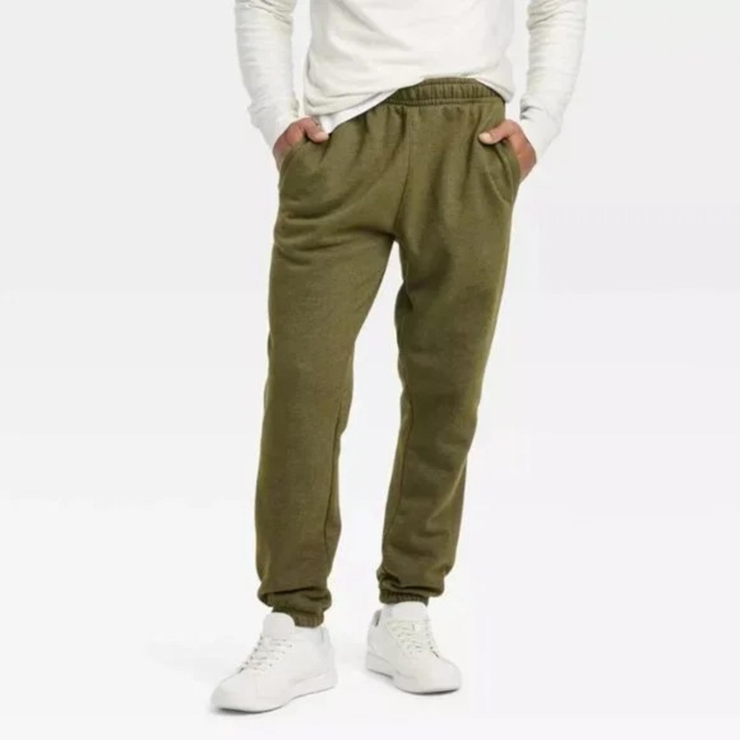 Goodfellow & Co Men's Small Green Heavyweight Fleece Jogger Pants Elastic Waist