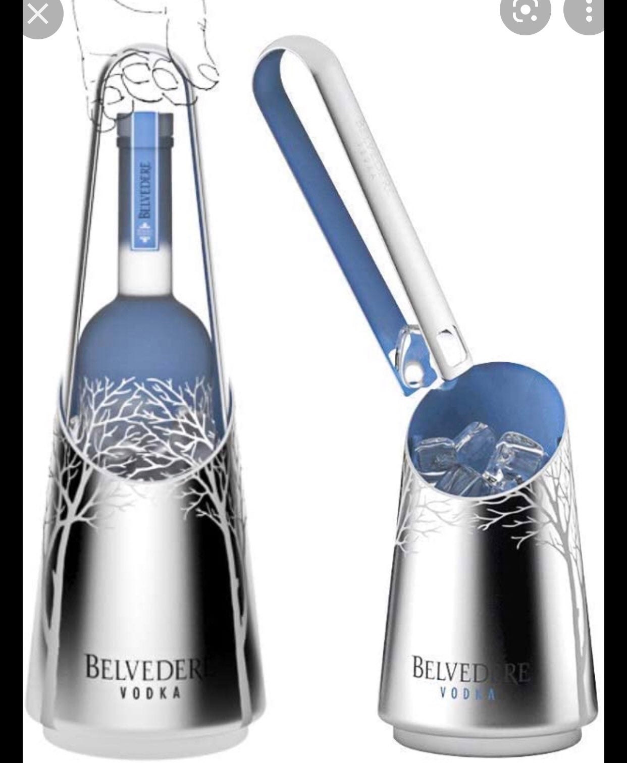 Belvedere vodka stainless steel wine cooler chiller with removeable tongs