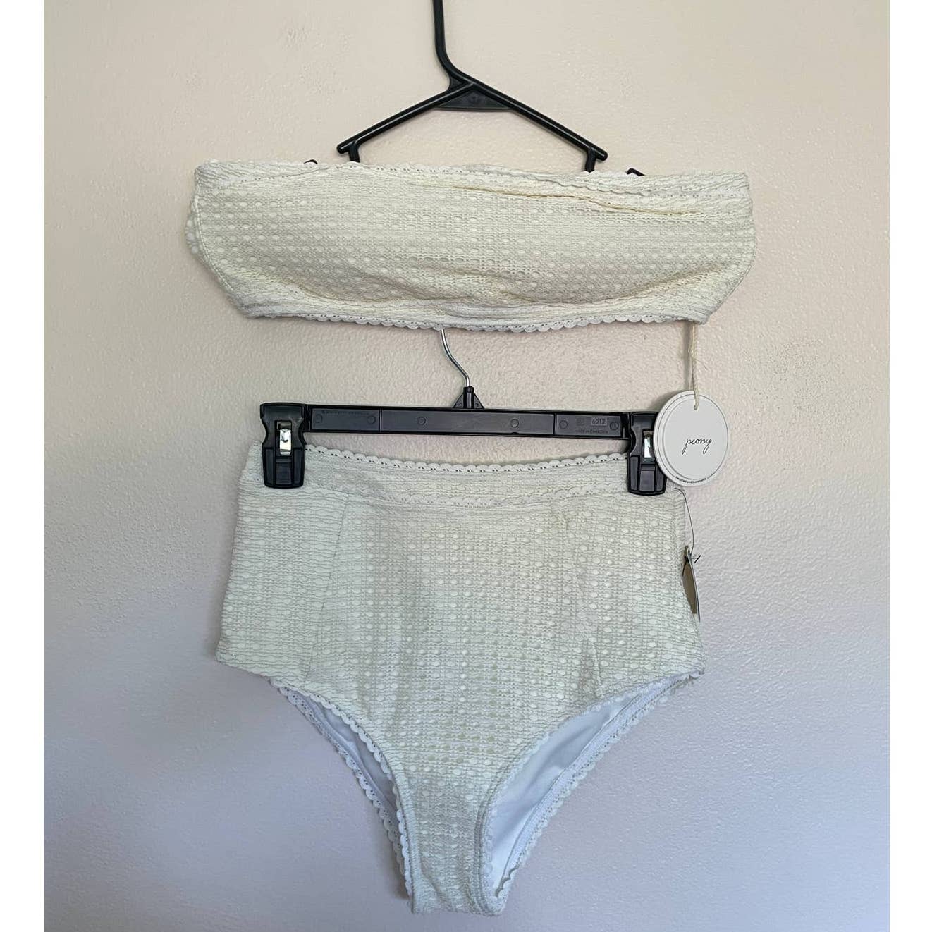 PEONY Bandeau Top and High Waist Bottom Bikini Set - Wicker