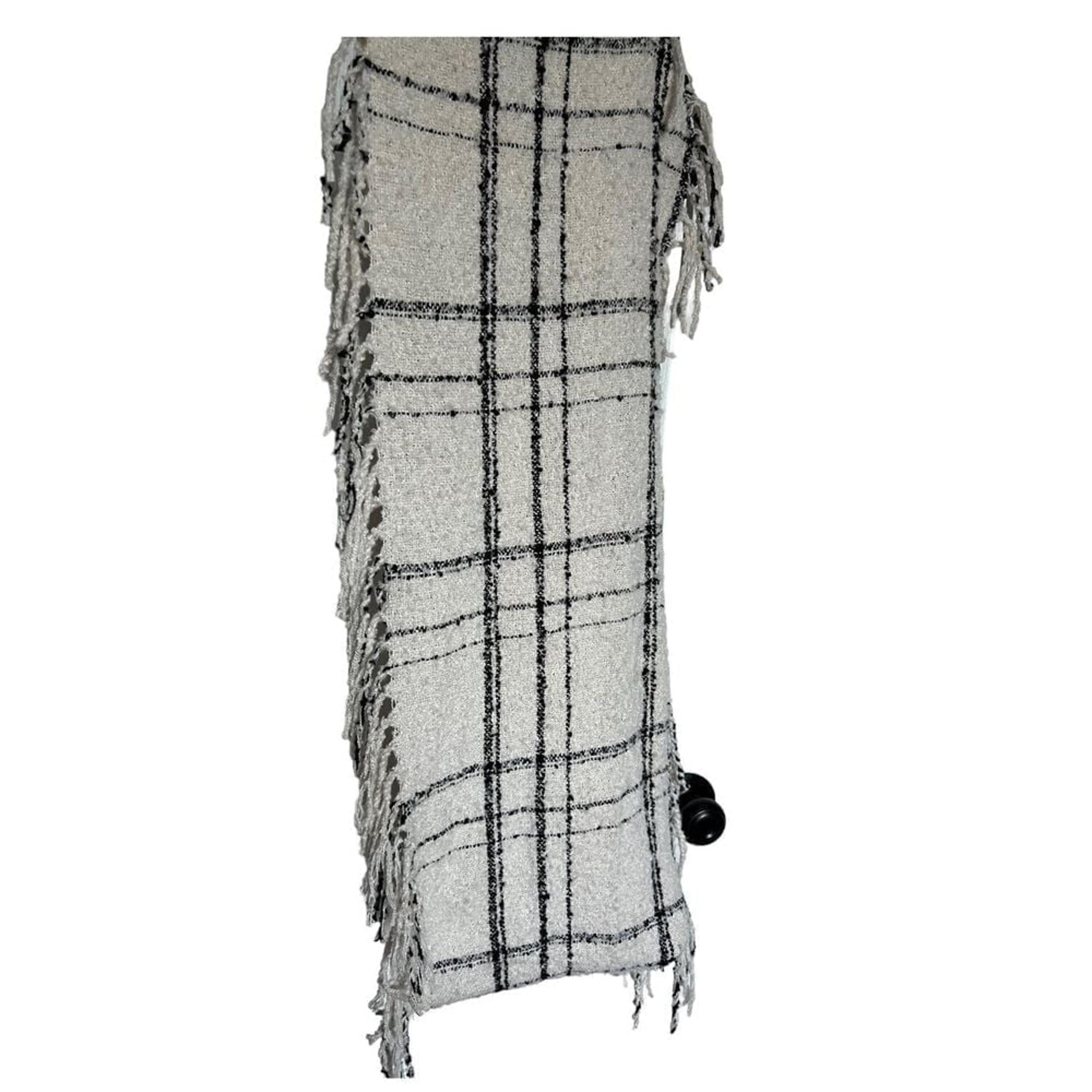 Womens Windowpane Gray Cream Check Infinity Scarf One Size OS