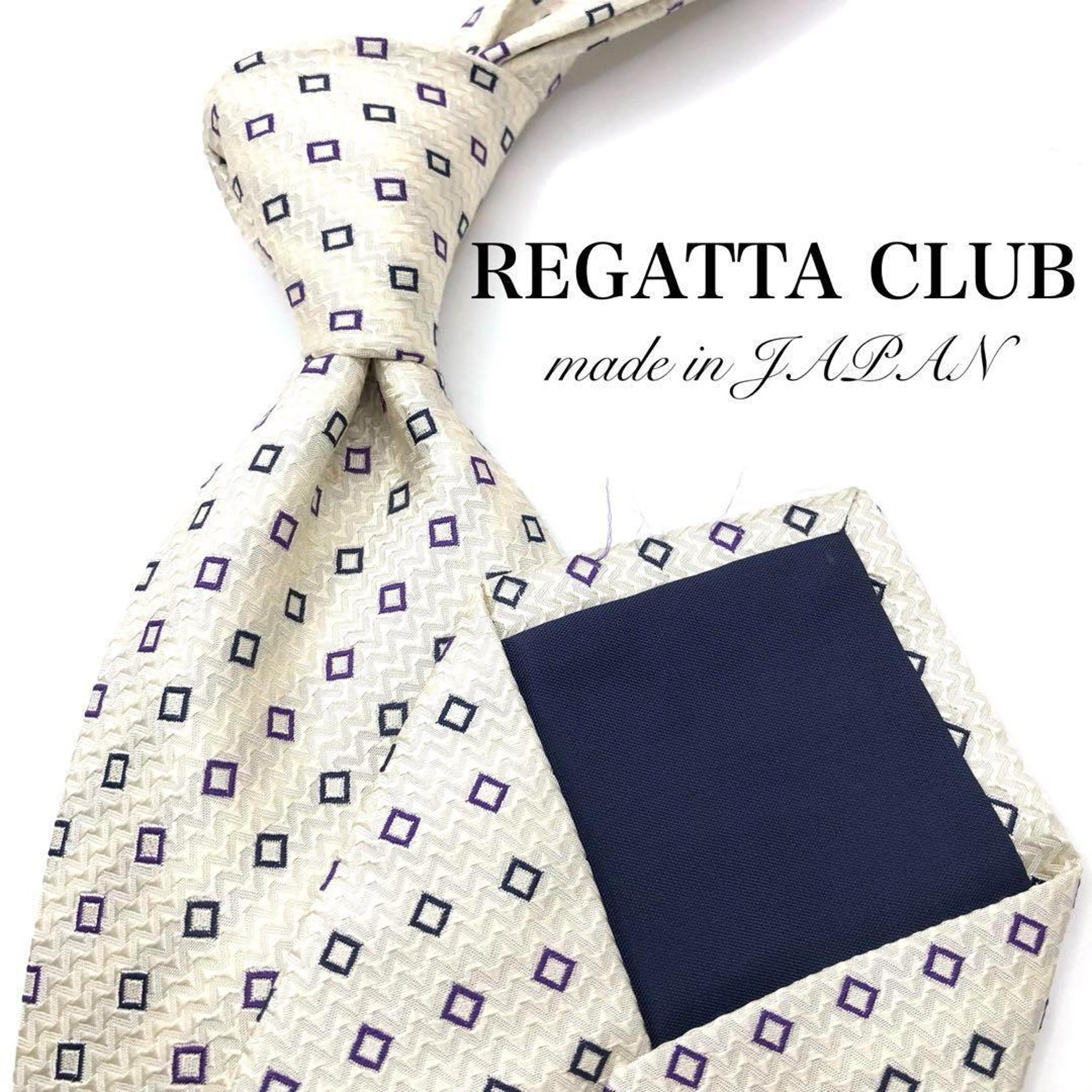 【Excellent Condition】REGATTA CLUB Square Small Pattern Jacquard Weave Ivory