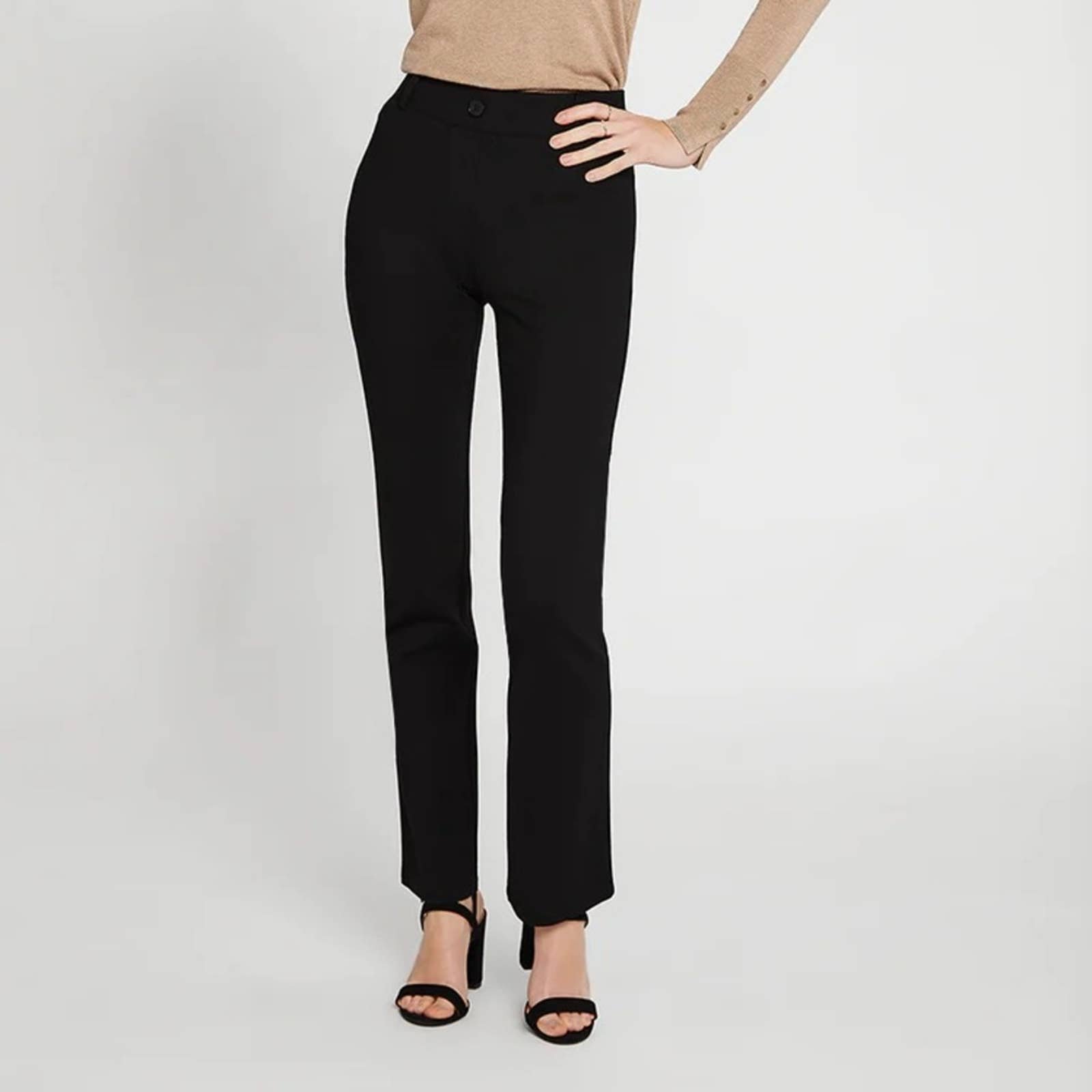 Betabrand Classic Dress Pant Yoga Pants Straight In Black Size Medium