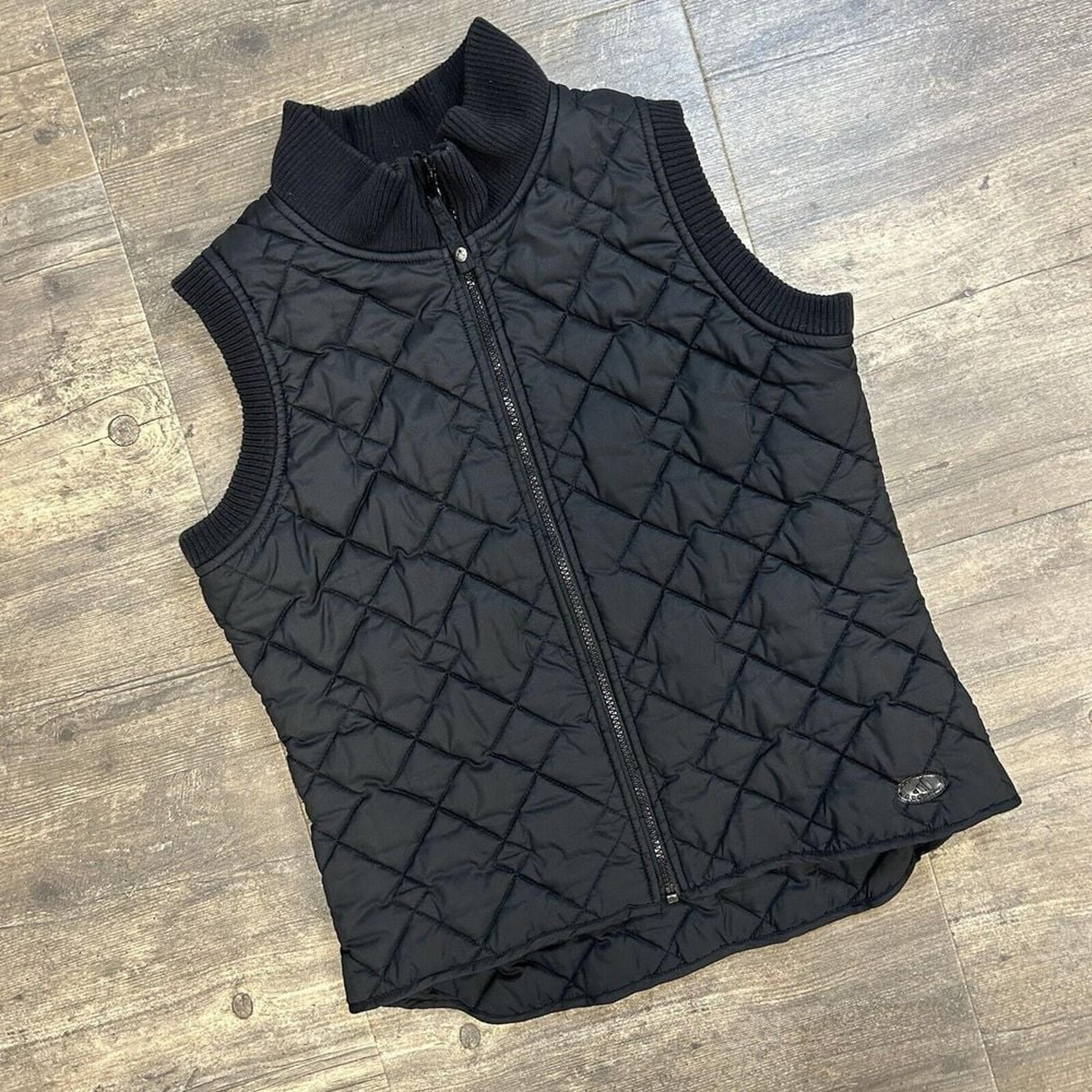 Vintage Adidas Originals Quilted Vest Women Size Small Black Logo (315)