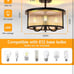 Chandelier, Modern Flush Mount Ceiling Light Fixture with 4 Lights, 15 Matte Bl
