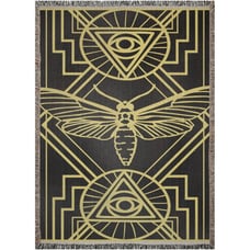 Art Deco Moth 37x52 Woven Throw Blanket Tapestry Witch Eye Goth Occult Decor