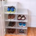 6 Pack Plastic Shoe Storage Boxes with Magnetic Door, Clear Shoe Boxes Stackable