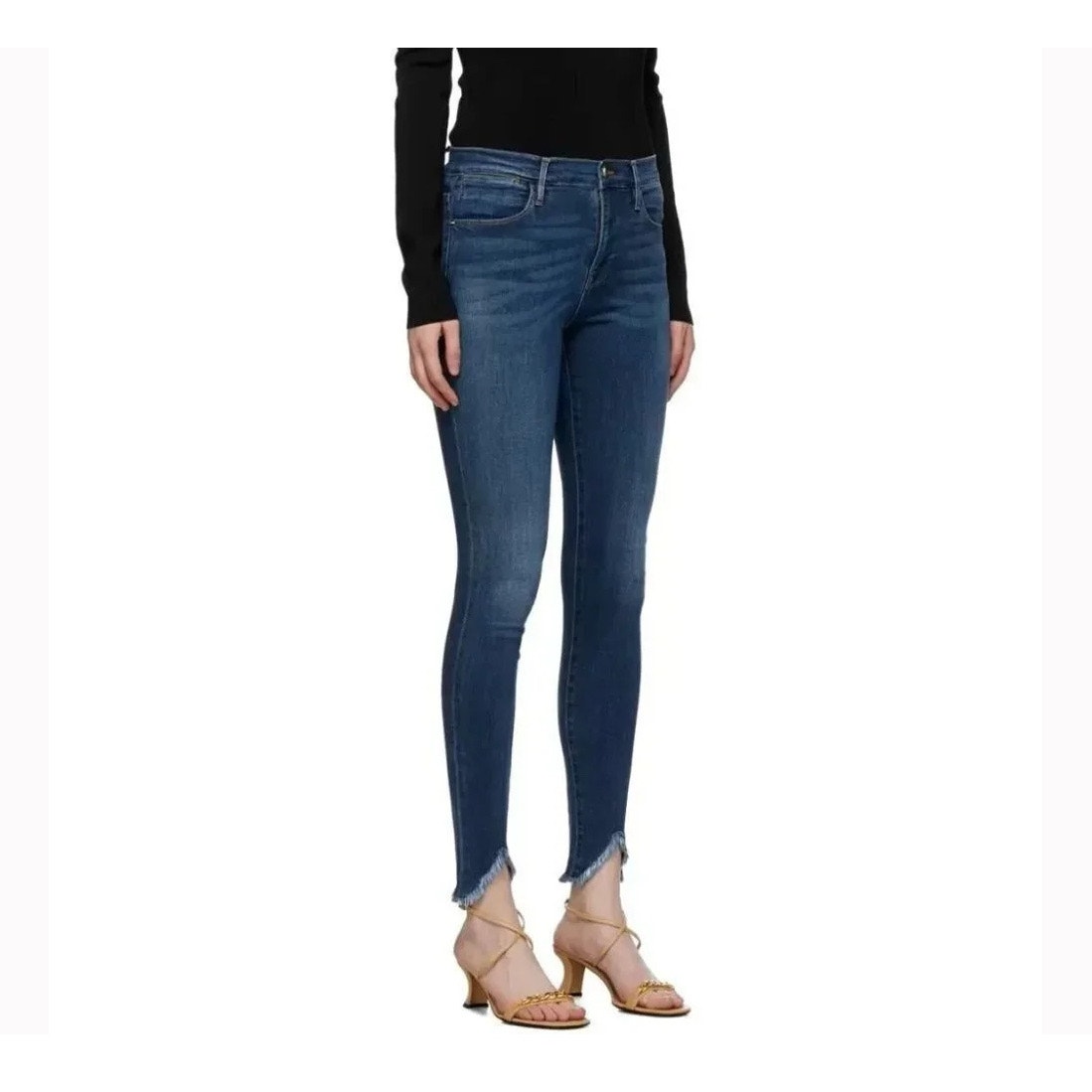 FRAME Le High Skinny Women’s Size 30 Medium Wash Front Chew