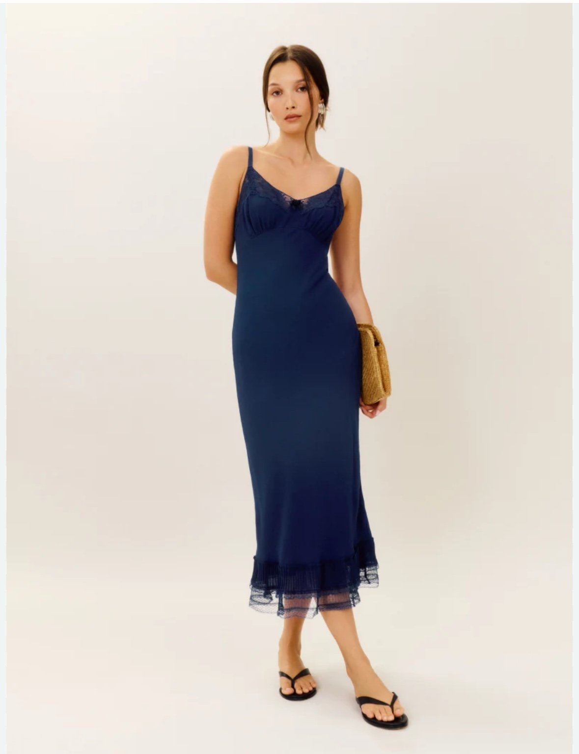 Reformation Audrina Danube Dress - navy blue lace Sz 4