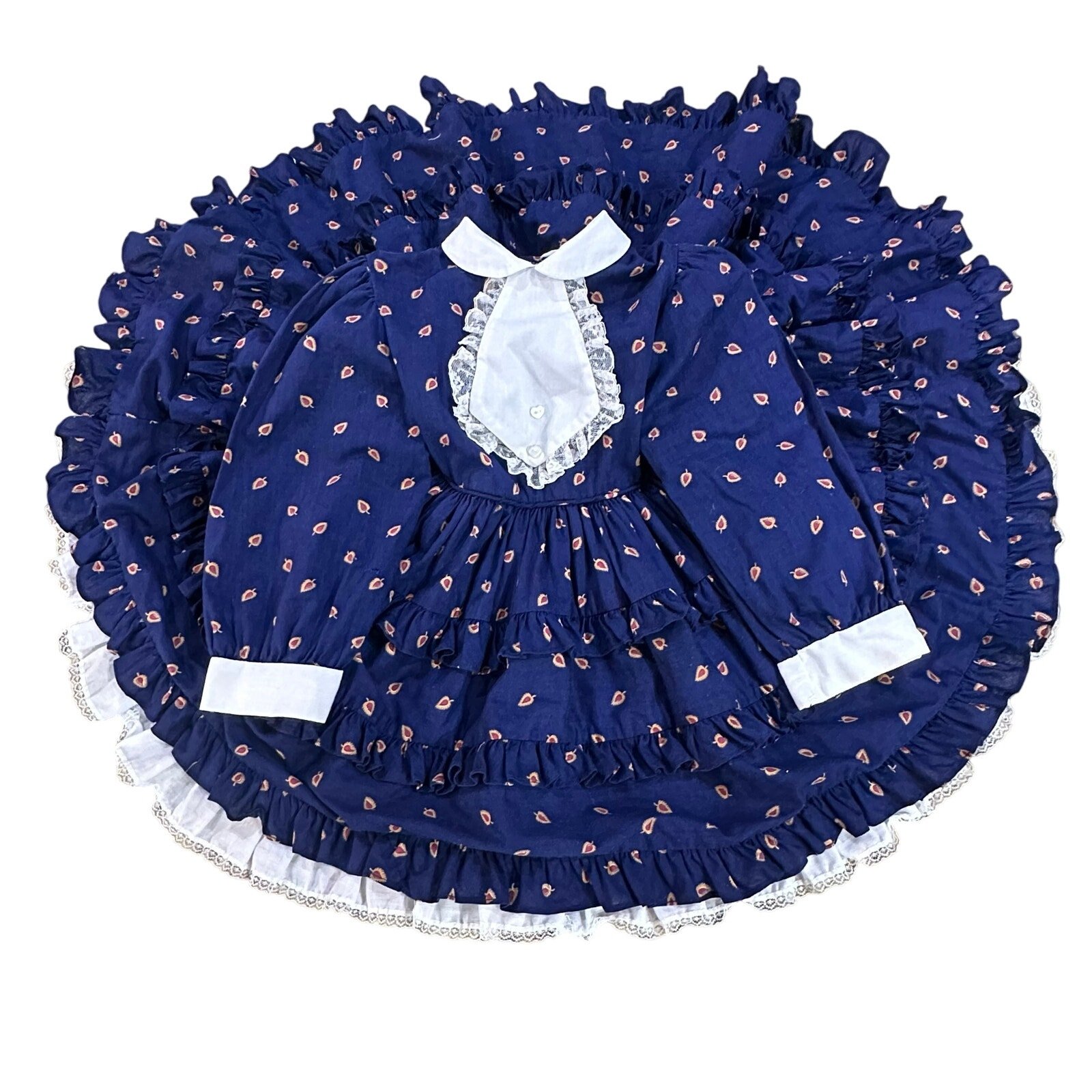 Vintage 80’s Martha’s Miniatures We’re Fussy Full Circle Navy Prairie Dress SZ 4